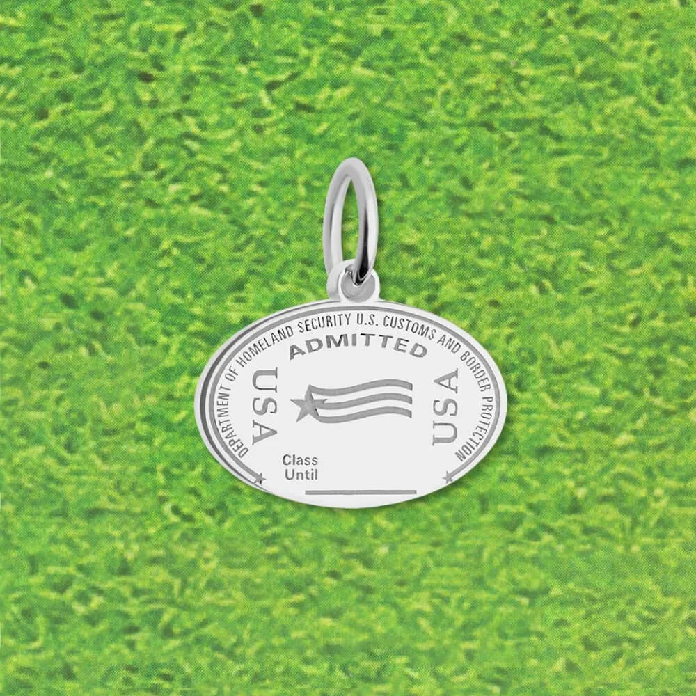 United States Passport Stamp Charm Silver