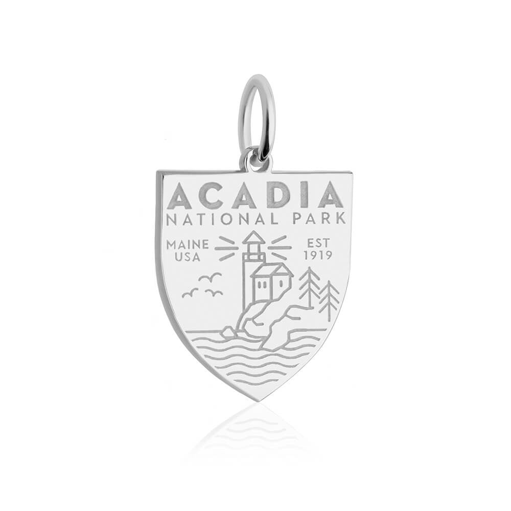 sterling silver flat charm in the shape of a shield. The pendant features an engraving of 