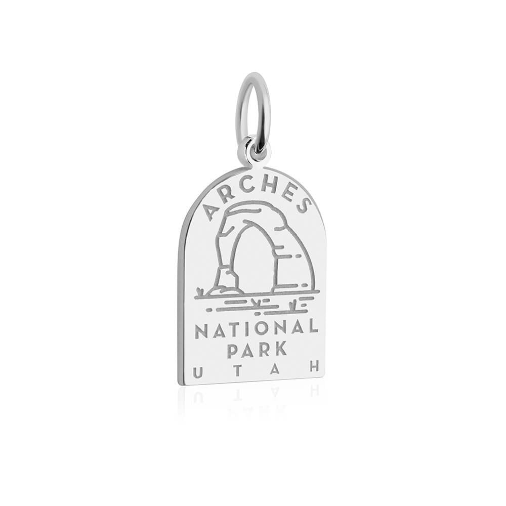 sterling silver engraved arches national park charm