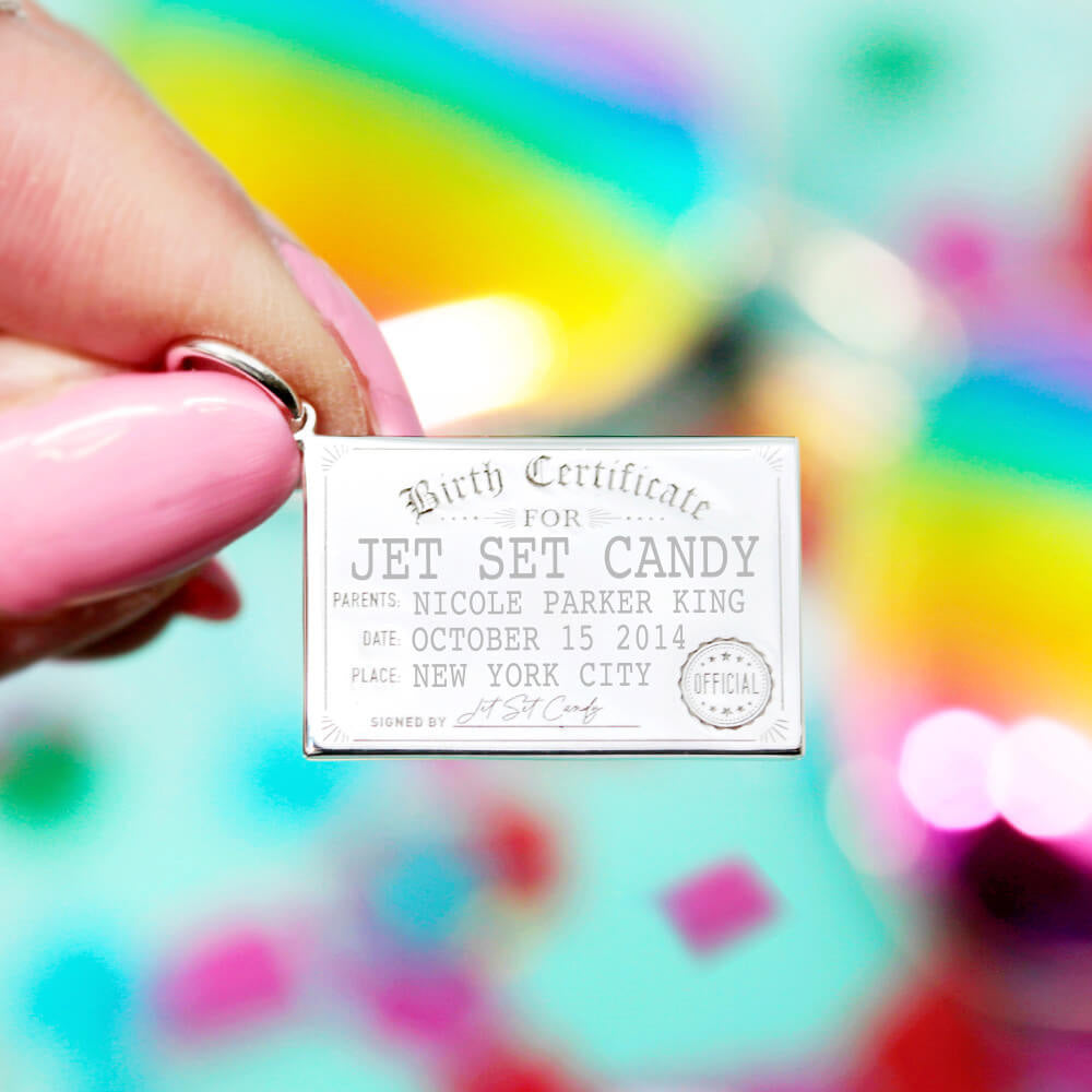 Birth Certificate Customizable Charm, Gold