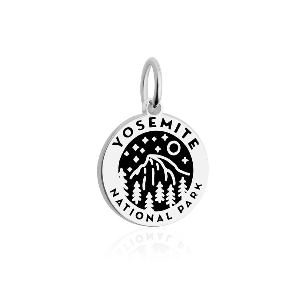 sterling silver black enamel round yosemite national park charm 