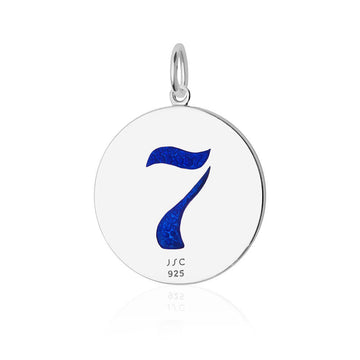 7 Wonders Of The World Spinner Blue Enamel, Silver