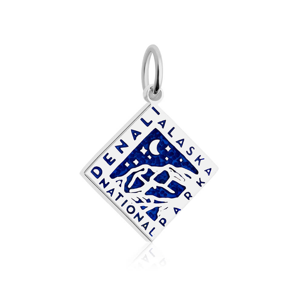 sterling silver dark navy blue denali alaska national park charm