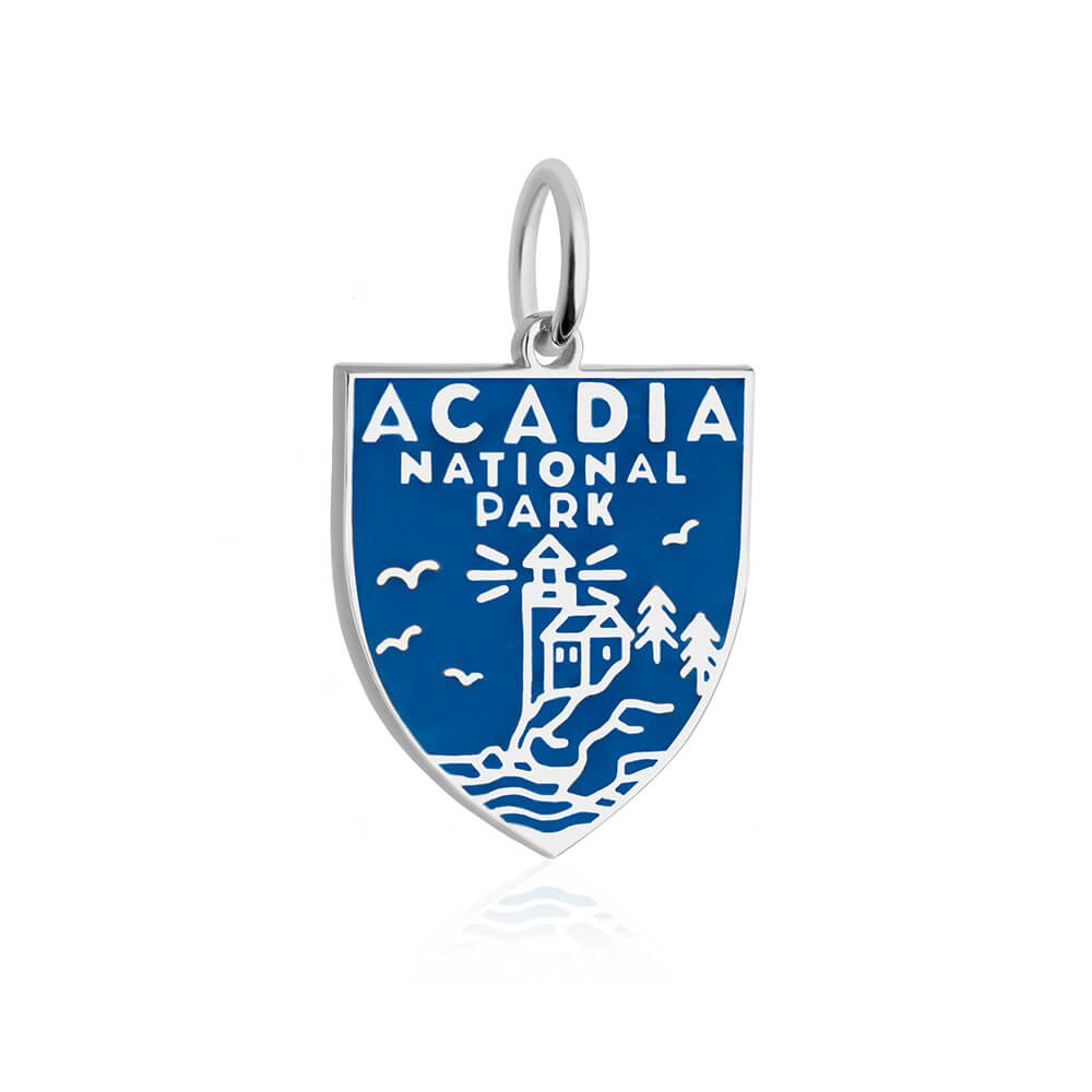 sterling silver blue enamel acadia national park charm