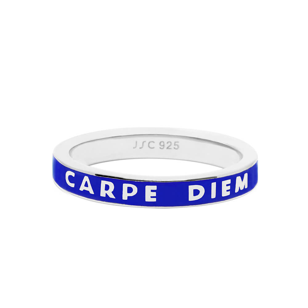 Carpe Diem Ring, Blue Enamel, Silver – JET SET CANDY