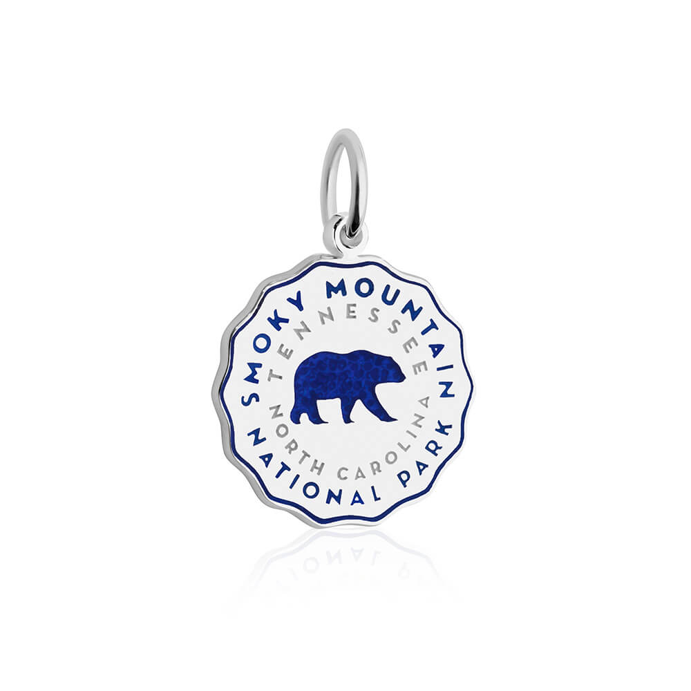 sterling silver dark navy blue enamel smoky mountain national park charm