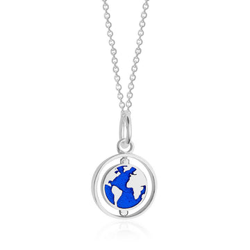 Spinning Globe Charm Silver Small