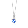 Globe Charm Blue Enamel Necklace, Silver Mini
