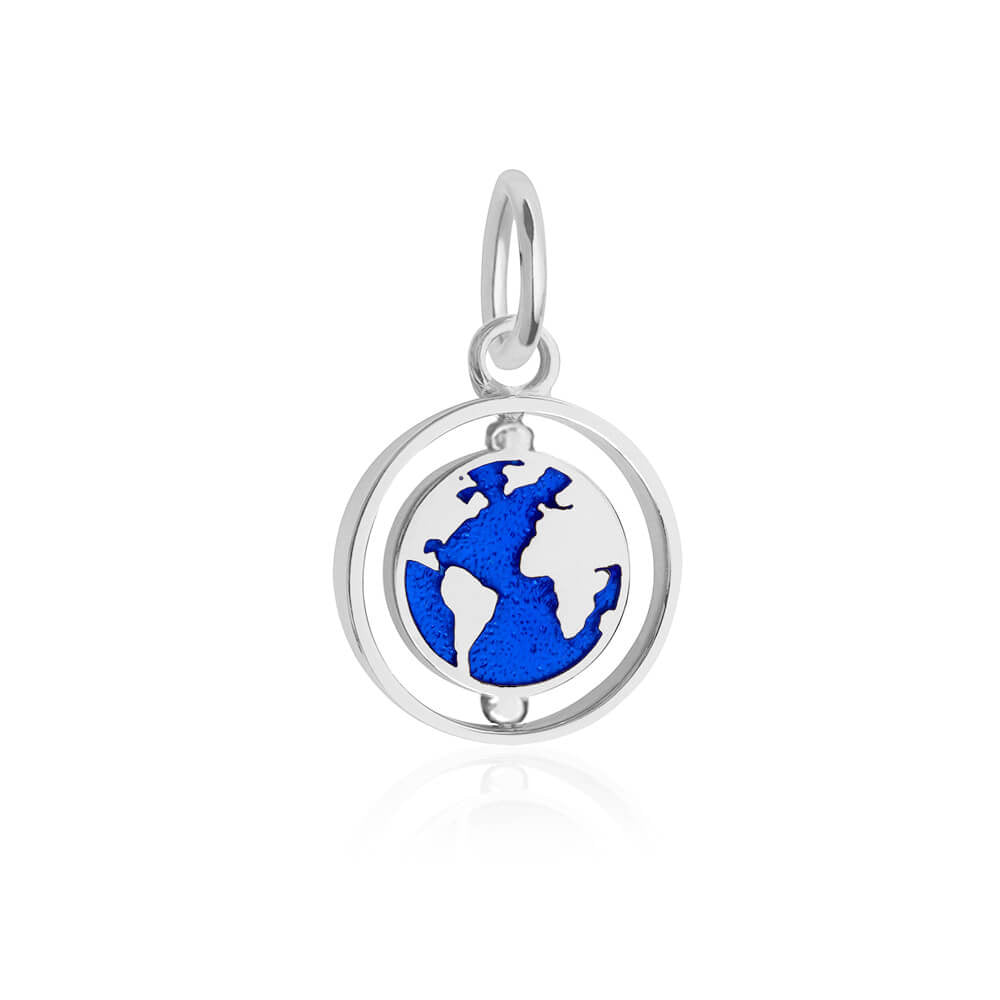 Spinning Globe Charm Silver Small