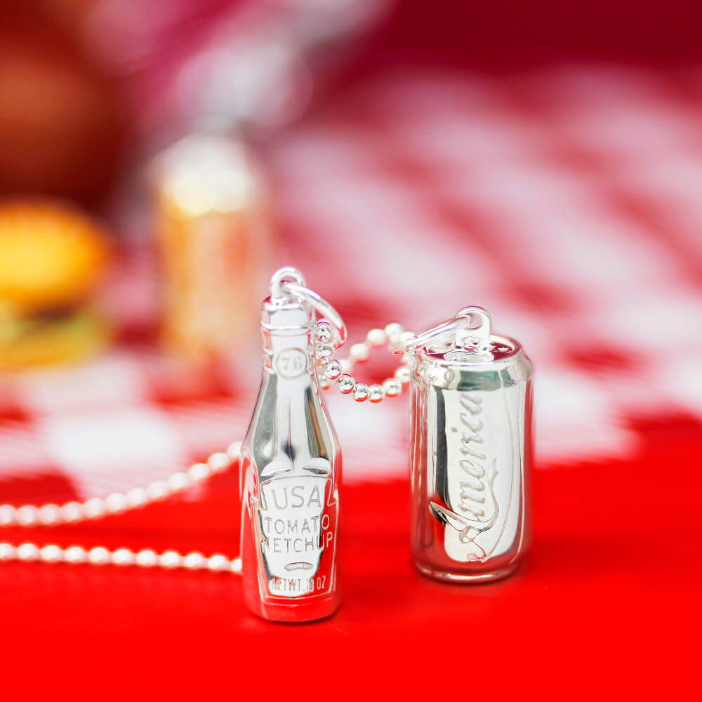 USA Ketchup Charm Silver