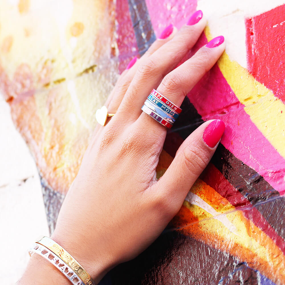 Gold Carpe Diem Ring with Red Enamel (Ships Oct.) (6080810647736)