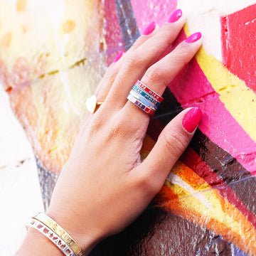 Carpe Diem Ring, Blue Enamel, Silver