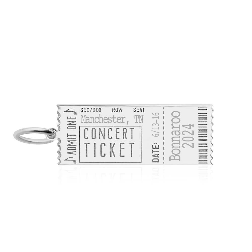 Concert Ticket Customizable Charm Silver