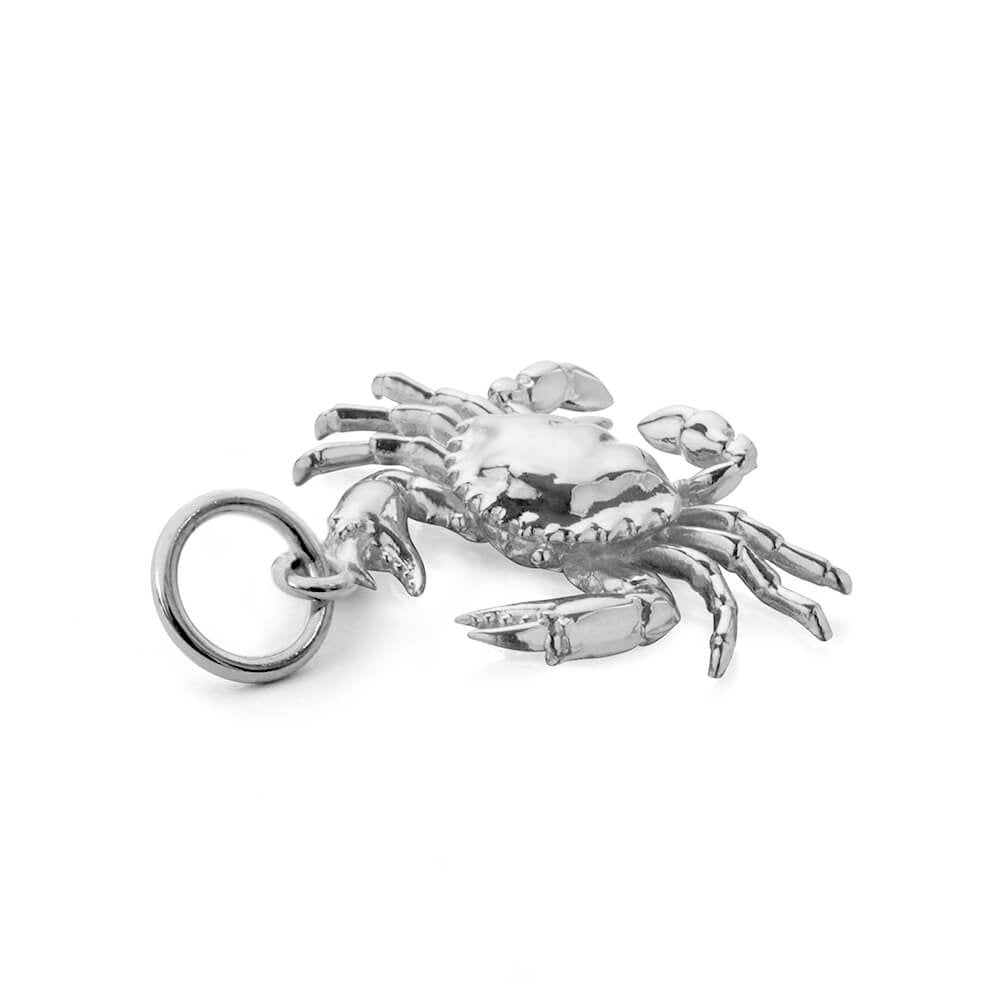 Intricately detailed silver crab charm from Jet Set Candy, displayed on a white background.