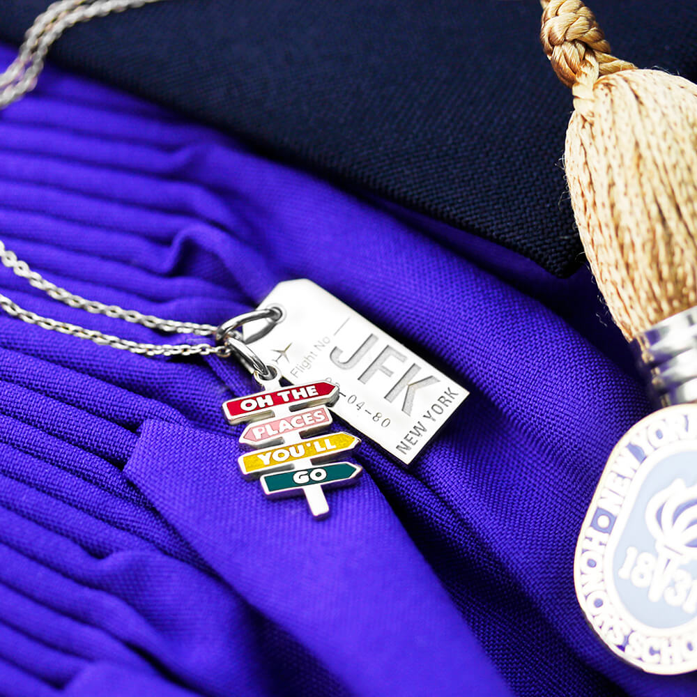 Silver enamel charm with 