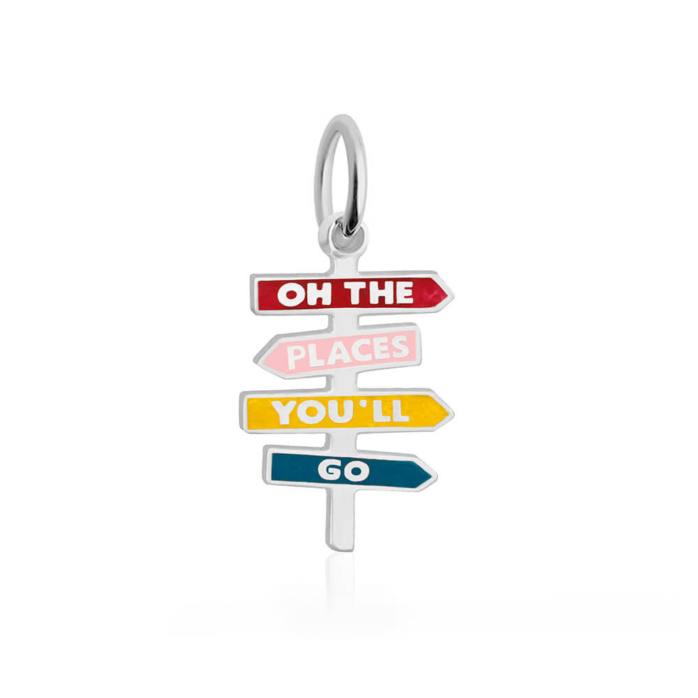 Silver enamel graduation cap charm by Jet Set Candy, featuring a detailed design on a white background.