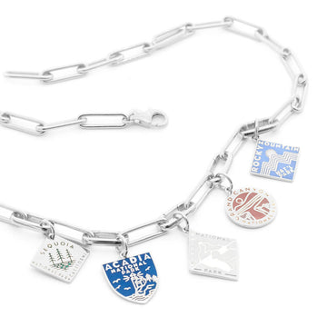 National Park Clip Necklace Bundle, 5 silver enamel charms