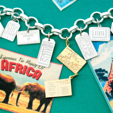 Africa Customizable Postcard Charm, Silver