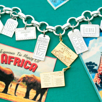 Africa Customizable Postcard Charm, Gold