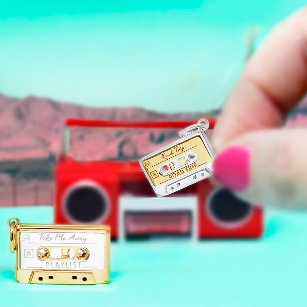 Mixtape Cassette Charm Solid Gold