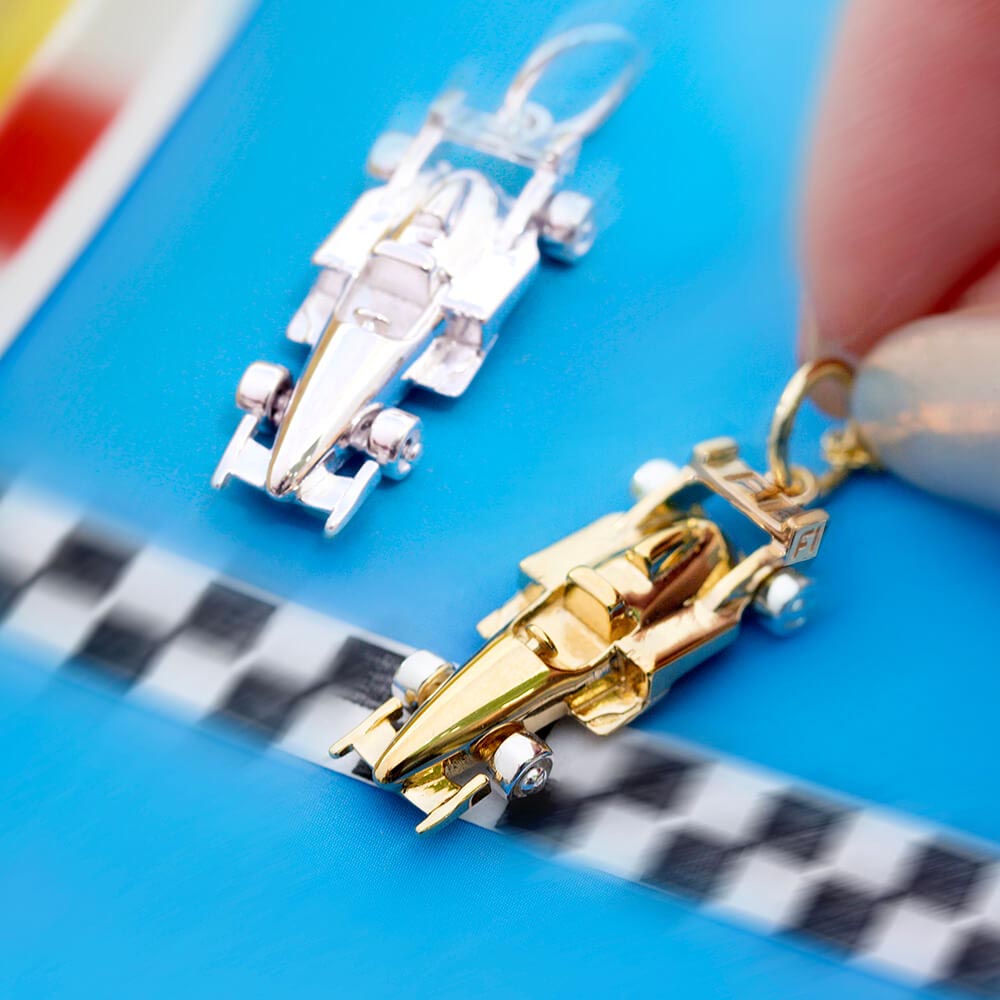 Race Car Charm, Silver