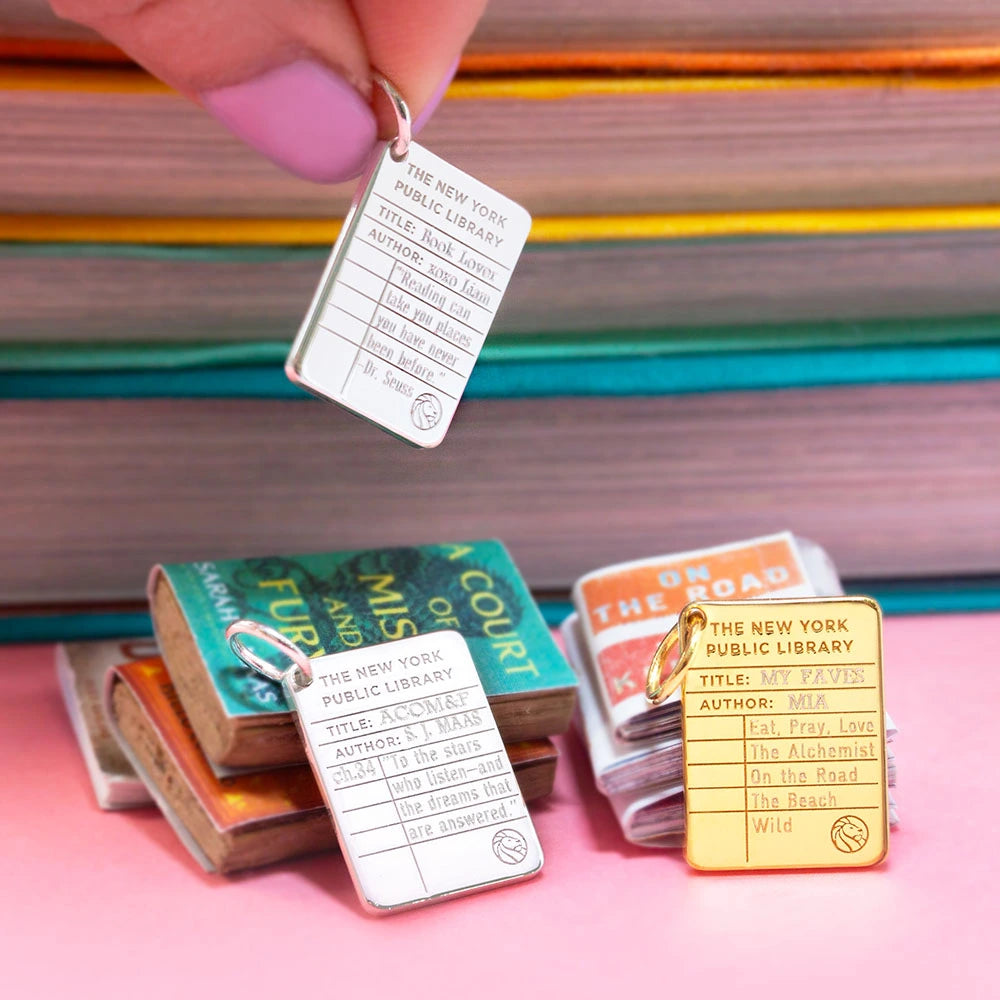 New York Public Library Card Charm Gold