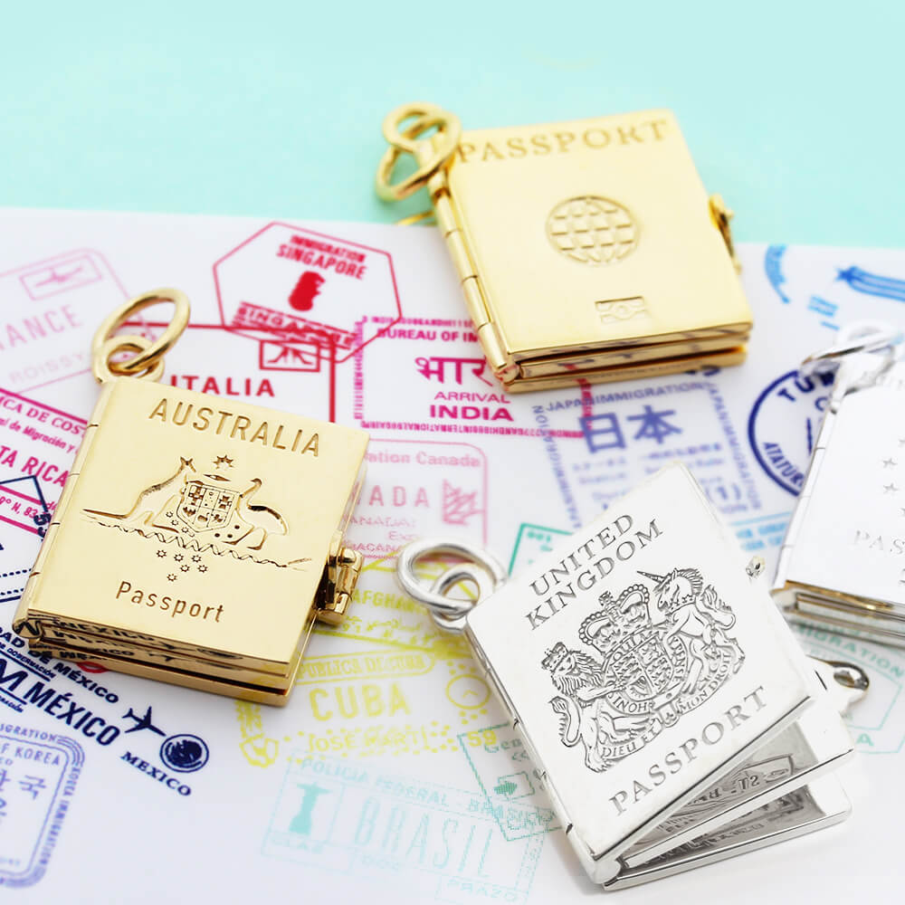 Passport Book Charm BESPOKE Solid Gold