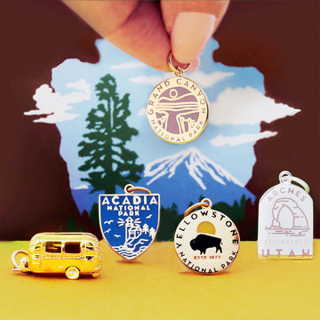 Yellowstone National Park Charm, Gold Enamel