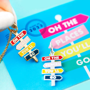 Solid Gold Enamel "Oh the Places You’ll Go" Charm