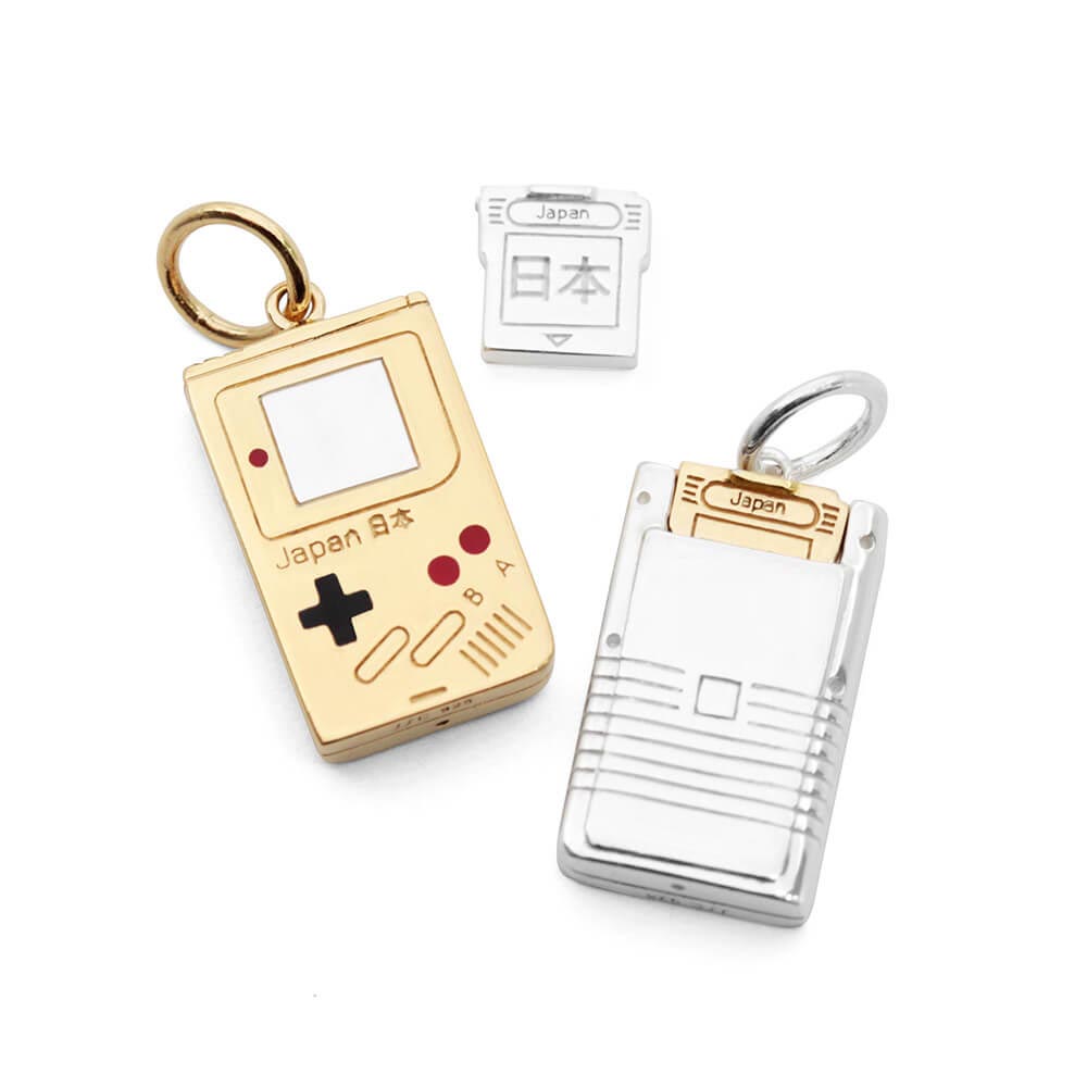 Handheld Video Game Charm, Two-Tone Gold