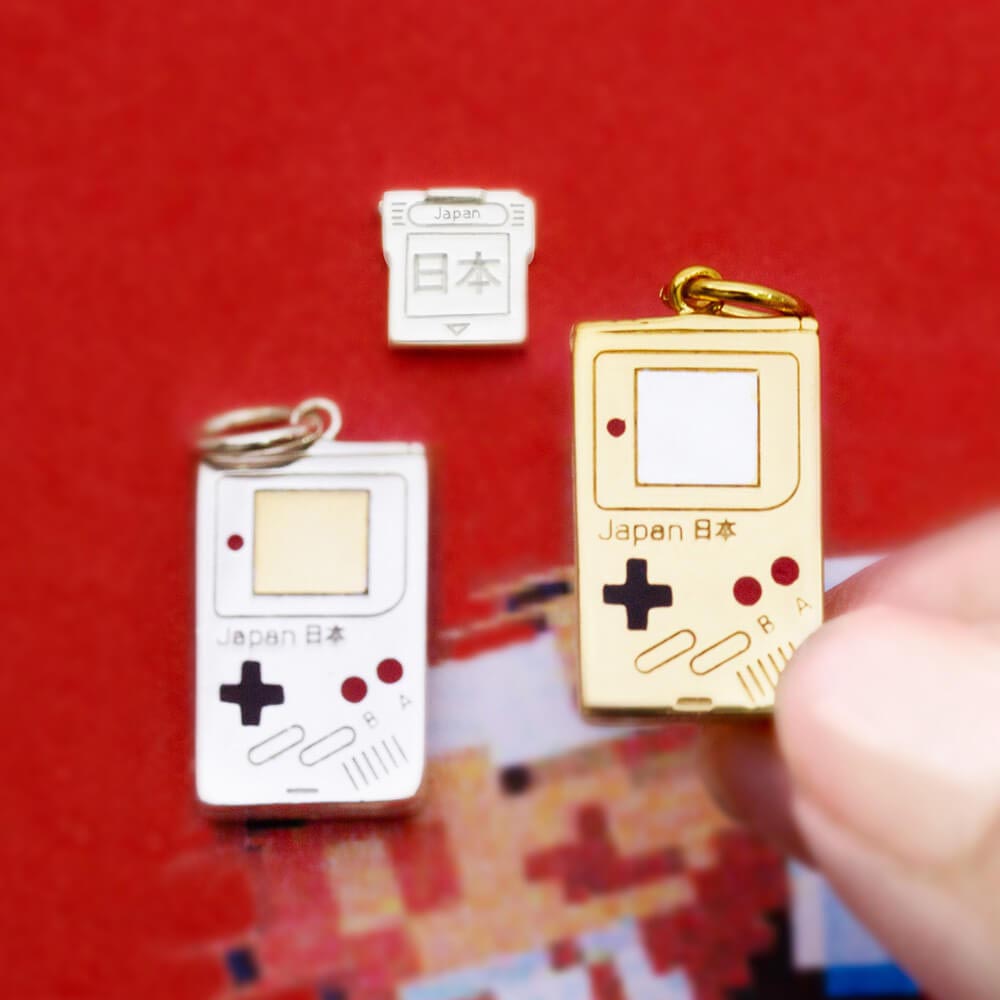 Handheld Video Game Charm, Two-Tone Gold