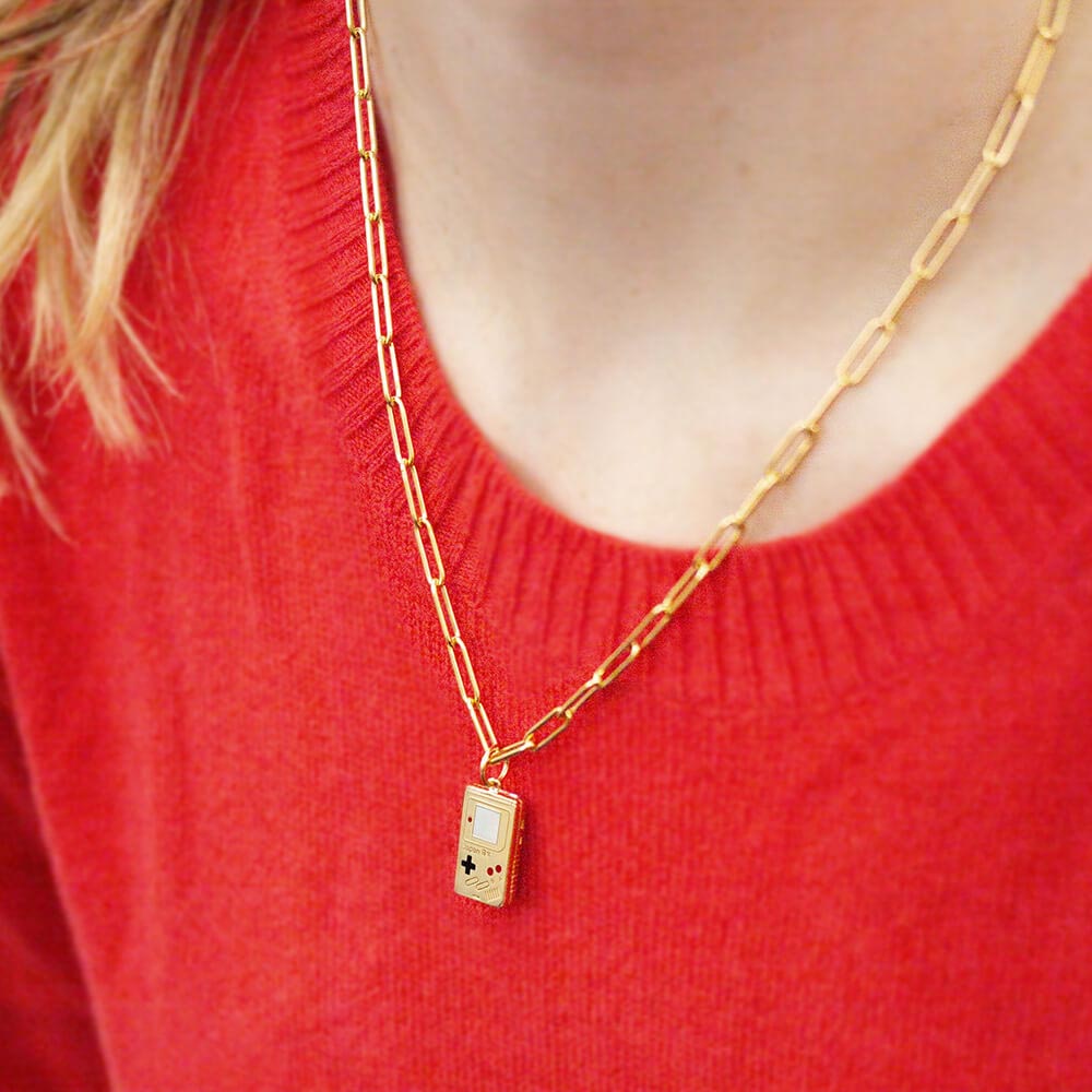 Handheld Video Game Charm, Two-Tone Gold