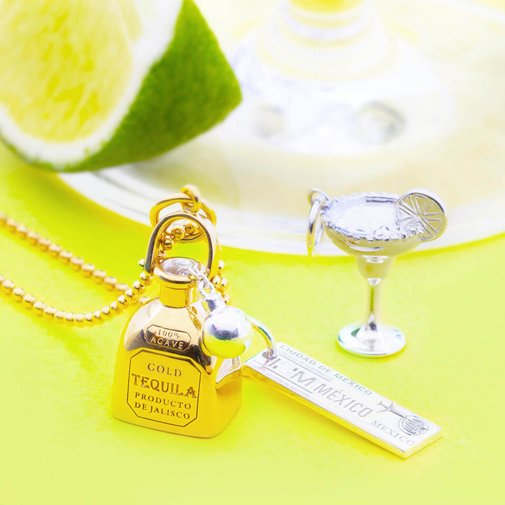 Two-Tone Tequila Bottle Charm Gold