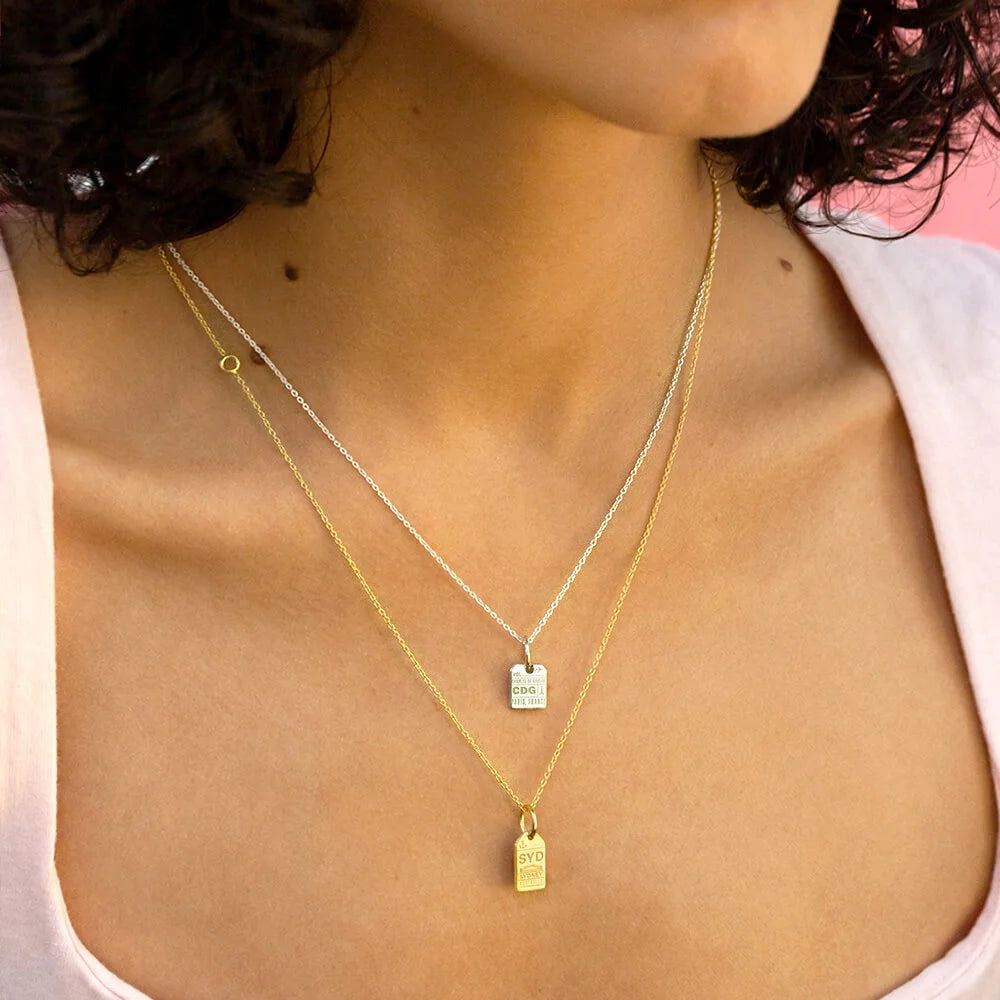 Amsterdam AMS Luggage Tag Charm, Gold Mini