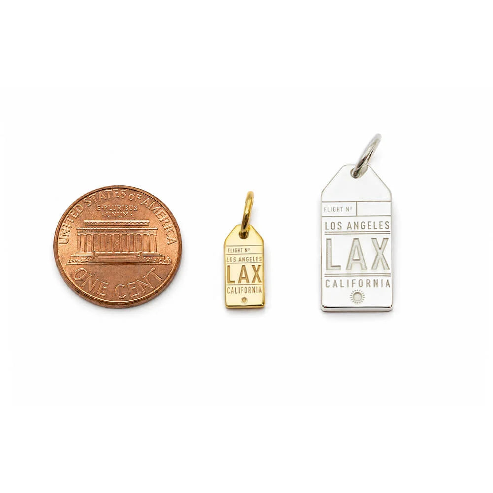 Amsterdam AMS Luggage Tag Charm, Gold Mini