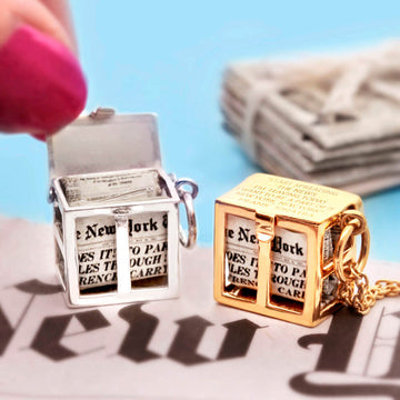 New York Newspaper Charm, Solid Gold