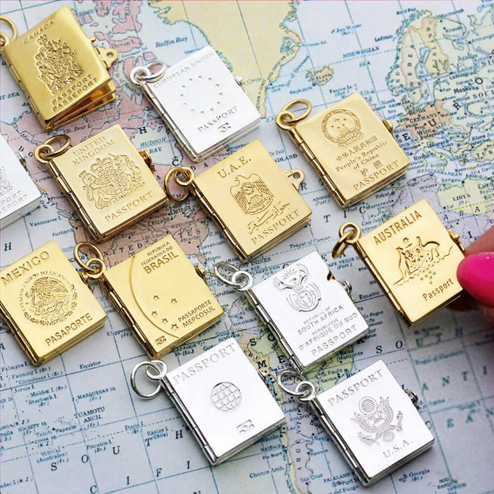 Passport Book Charm USA Solid Gold