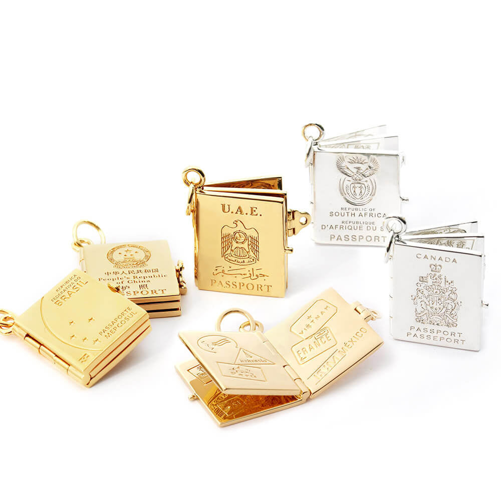 Passport Book Charm BESPOKE Solid Gold