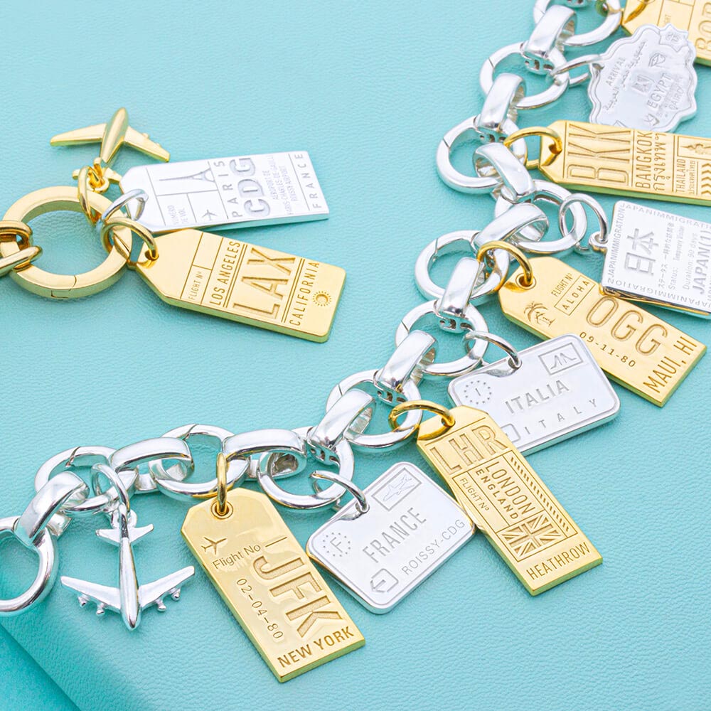 Luggage Tag Charm, Solid Gold