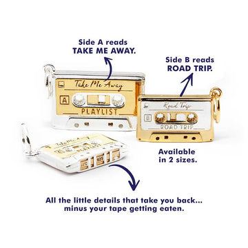 Road Trip Cassette Tape Charm Bundle, Gold