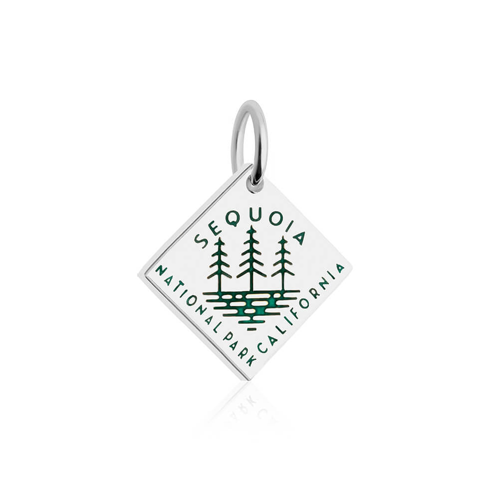 sterling silver green enamel sequoia national park california charm