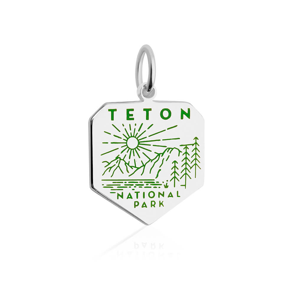 sterling silver green enamel teton national park charm