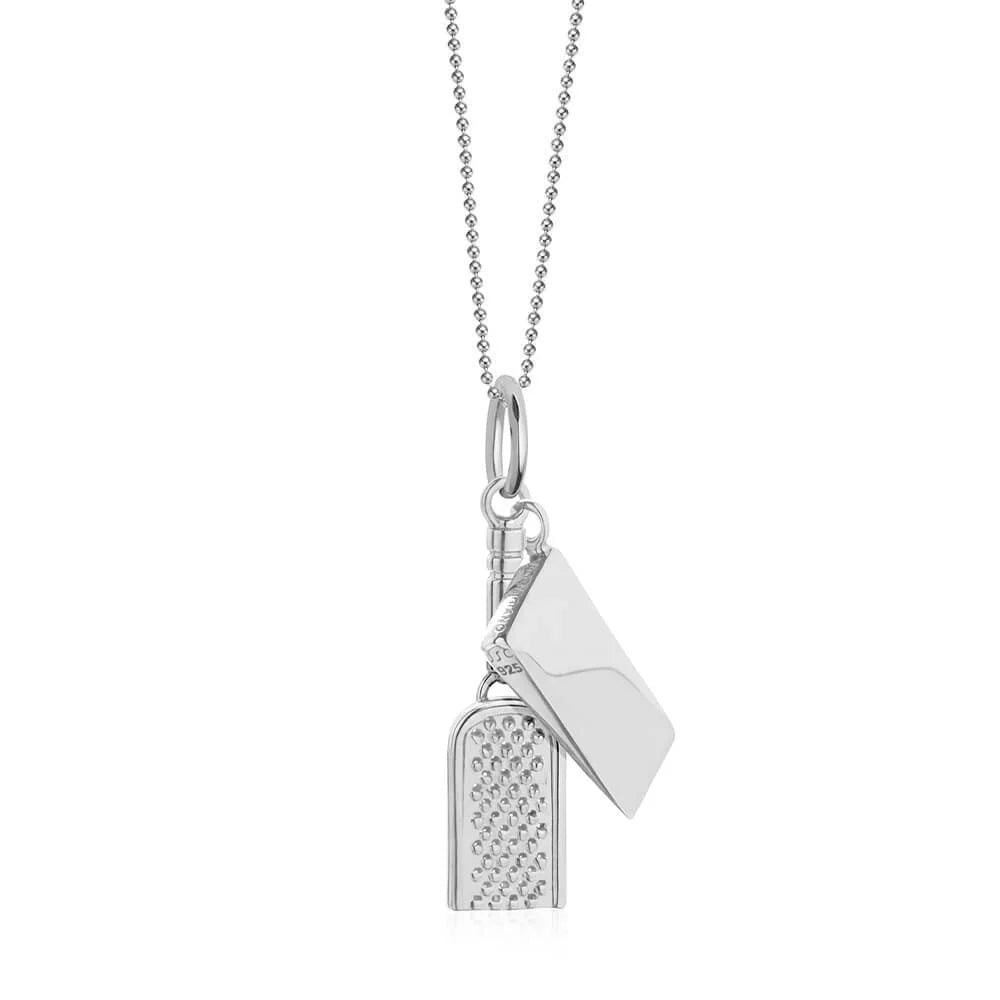 Parmesan Cheese & Grater Charm Italy Silver