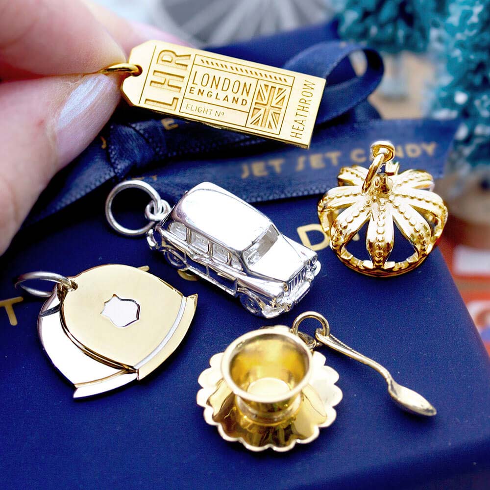 London England LHR Luggage Tag Charm Gold