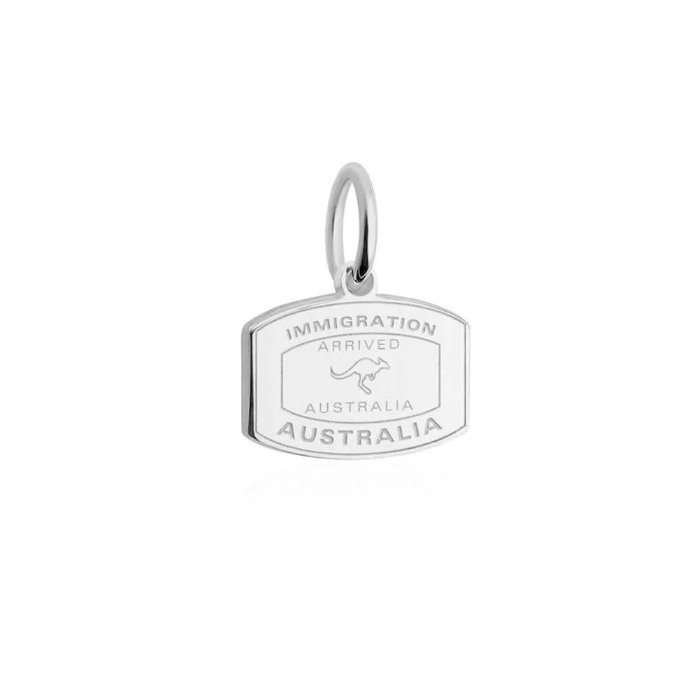 Australia Passport Stamp Charm, Silver Mini