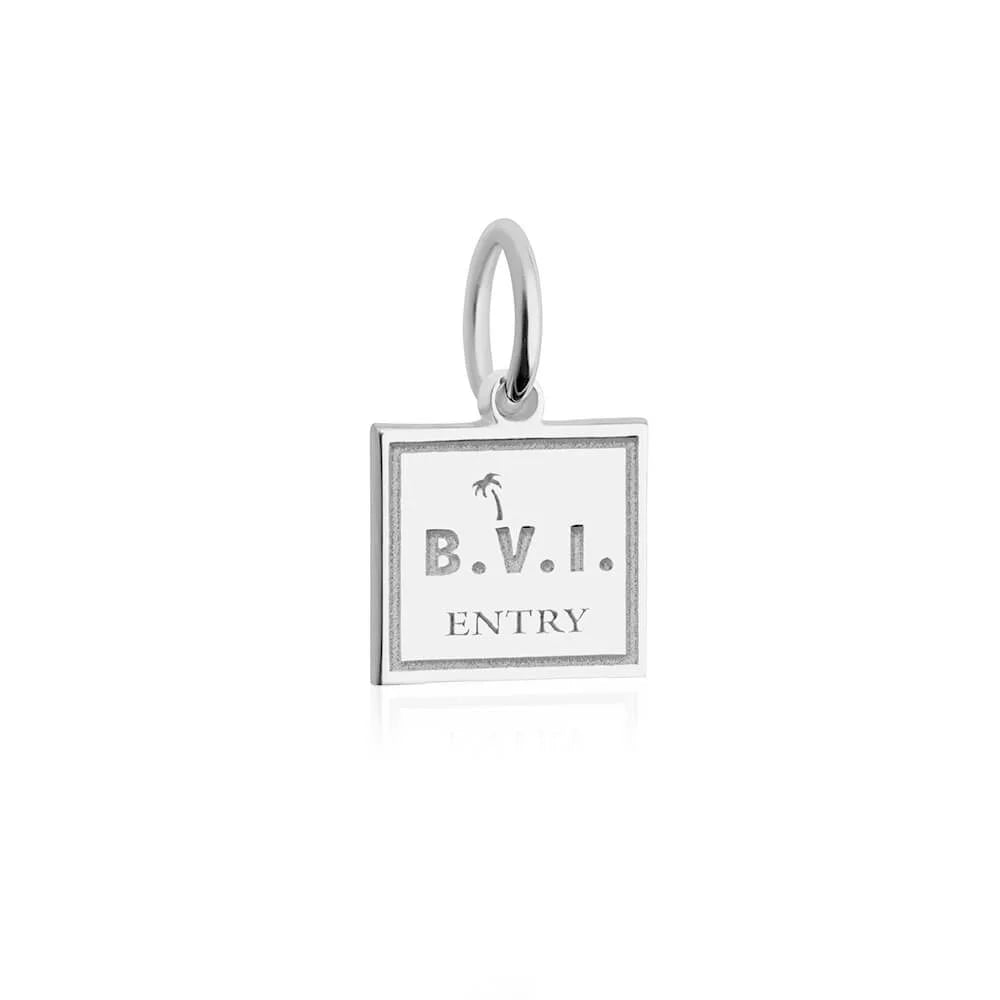 British Virgin Islands Passport Stamp Charm, Silver Mini