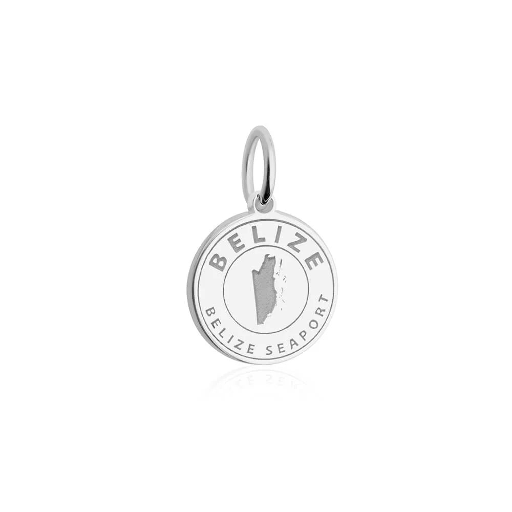 Belize Passport Stamp Charm, Silver Mini