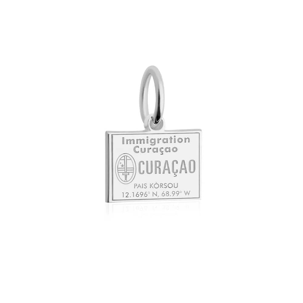 Curacao Passport Stamp Charm, Silver Mini