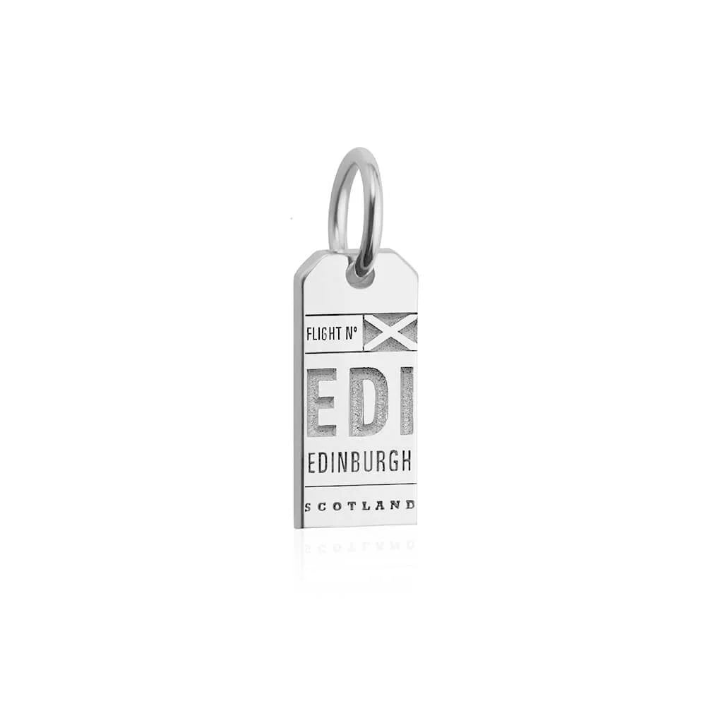 Edinburgh EDI Luggage Tag Charm, Silver Mini