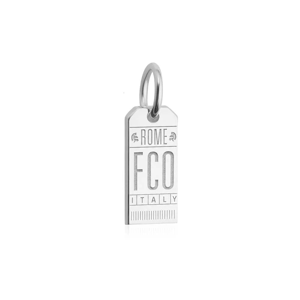 Rome FCO Luggage Tag Charm, Silver Mini